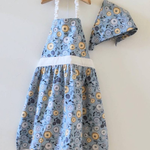 子供用エプロン☆三角巾セット☆ドレスみたいな☆北欧の森【ナチュラル