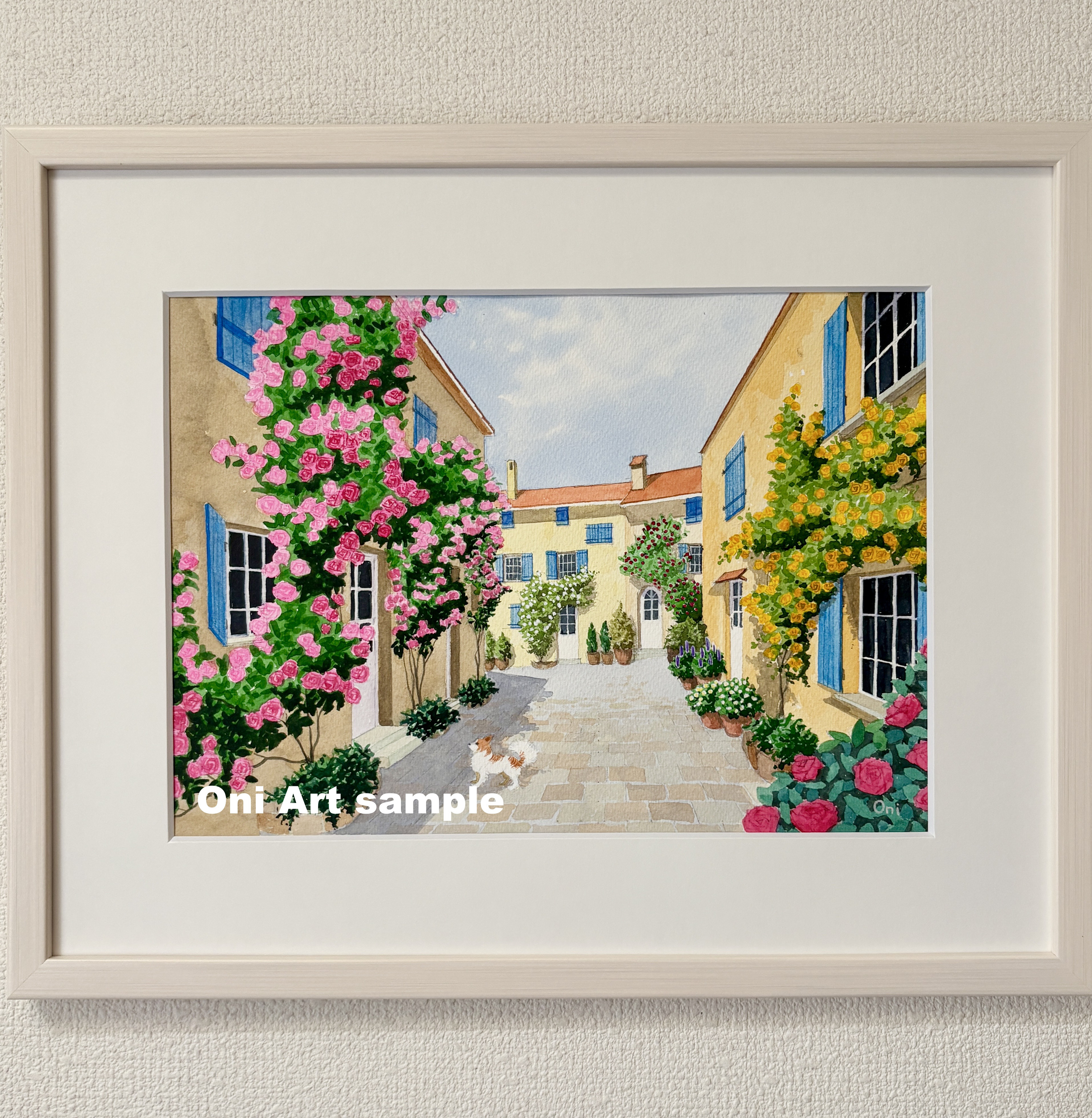 水彩画 花 フレーム付き F6サイズ 原画