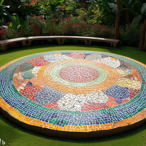 サークルストーン　ガーデンサークル　コンクリート　埋め込み　エントランス　ガーデン　タイル　サークル　レンガ 