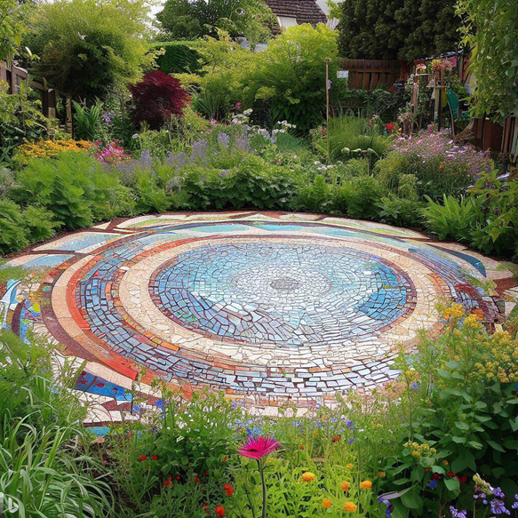 サークルストーン　ガーデンサークル　コンクリート　埋め込み　エントランス　ガーデン　タイル　サークル　レンガ 