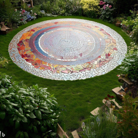 サークルストーン　ガーデンサークル　コンクリート　埋め込み　エントランス　ガーデン　タイル　サークル　レンガ 