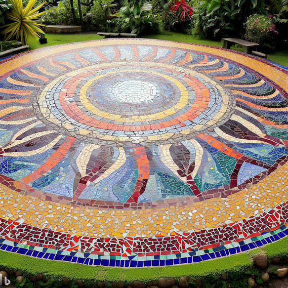 サークルストーン　ガーデンサークル　コンクリート　埋め込み　エントランス　ガーデン　タイル　サークル　レンガ 