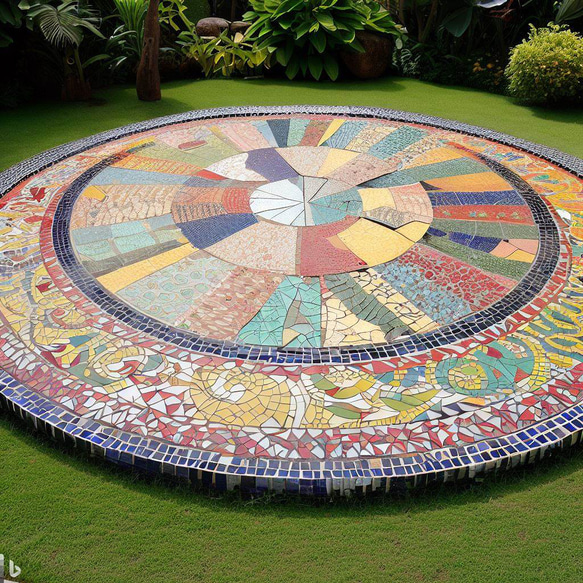 サークルストーン　ガーデンサークル　コンクリート　埋め込み　エントランス　ガーデン　タイル　サークル　レンガ 