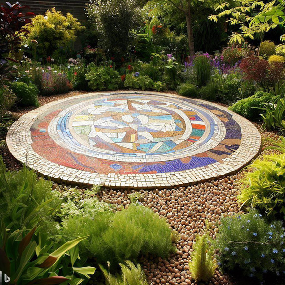 サークルストーン　ガーデンサークル　コンクリート　埋め込み　エントランス　ガーデン　タイル　サークル　レンガ 