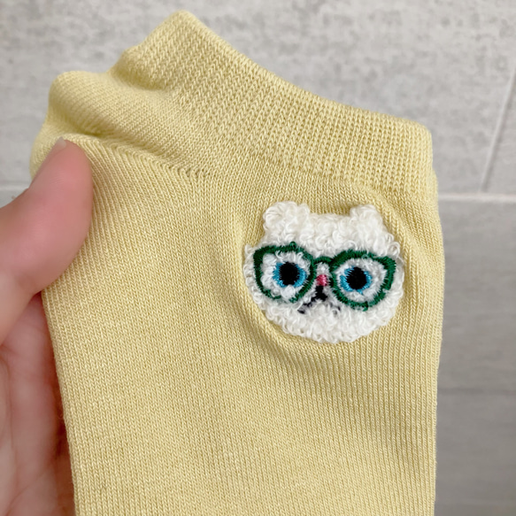 3足組_ふわふわパイル猫さん刺繍のシルク混ソックス『ハルHARU』 5枚目の画像