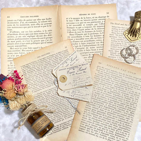 洋書 海外ヴィンテージブックと珈琲染めタグ その他雑貨 yukimaki  