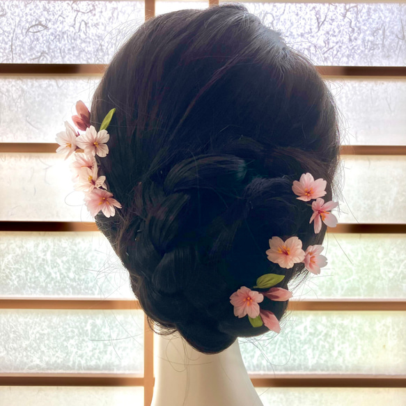 【桜 〜ほのか〜】つまみ細工　髪飾り　コーム　結婚式　七五三　卒業式　成人式　袴　 4枚目の画像