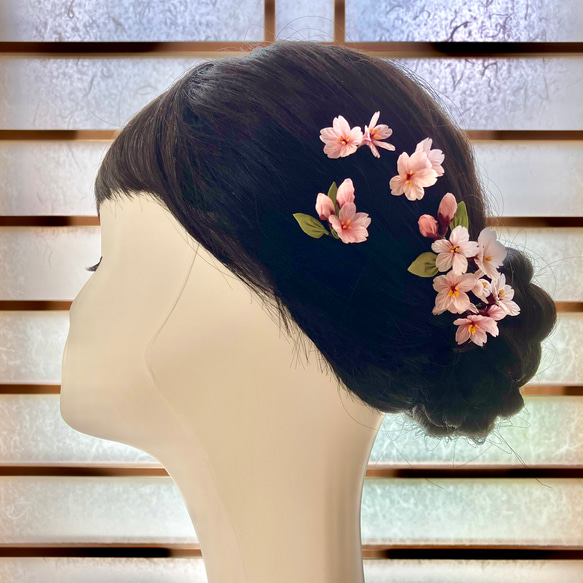 【桜 〜ほのか〜】つまみ細工　髪飾り　コーム　結婚式　七五三　卒業式　成人式　袴　 3枚目の画像