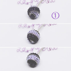 2色のクリスタル珠のかんざしショート　紫黒ピンク　和洋折衷　おめかし 3枚目の画像