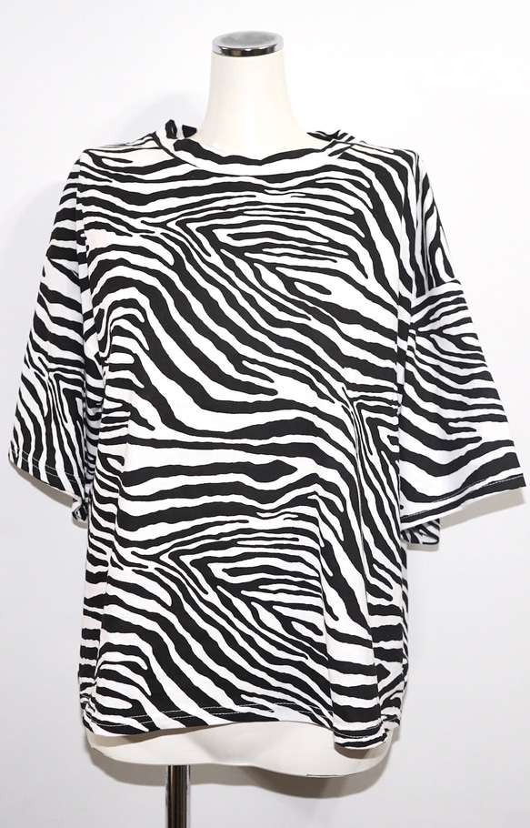 Zebra Pattern Big T-shirts 半袖Ｔシャツ ブラック 黒 ストリート 6枚目の画像