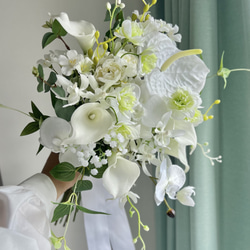 結婚式 胡蝶蘭 カラー アーティシャルフラワー クラッチ ウエディングブーケ アーティフィシャルフラワーブーケ 結婚式 クラッチブー前撮り