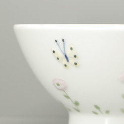 砥部焼 おしゃれ「Papier colle （パピエ・コレ） 花と蝶 お茶碗」 hakuun-pc-201 7枚目の画像