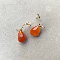 Fruit pierce(Orange) フルーツ カーネリアン 14kgf 天然石 シングルorセット 1枚目の画像