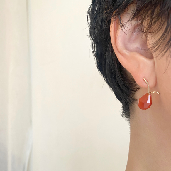 Fruit pierce(Orange) フルーツ カーネリアン 14kgf 天然石 シングルorセット 5枚目の画像