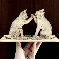 オーダーメイド【木アート】ペットミニ（複数頭）～手描き＆立体＆木製アートのペット画（似顔絵）♪贈り物に♪ 18枚目の画像