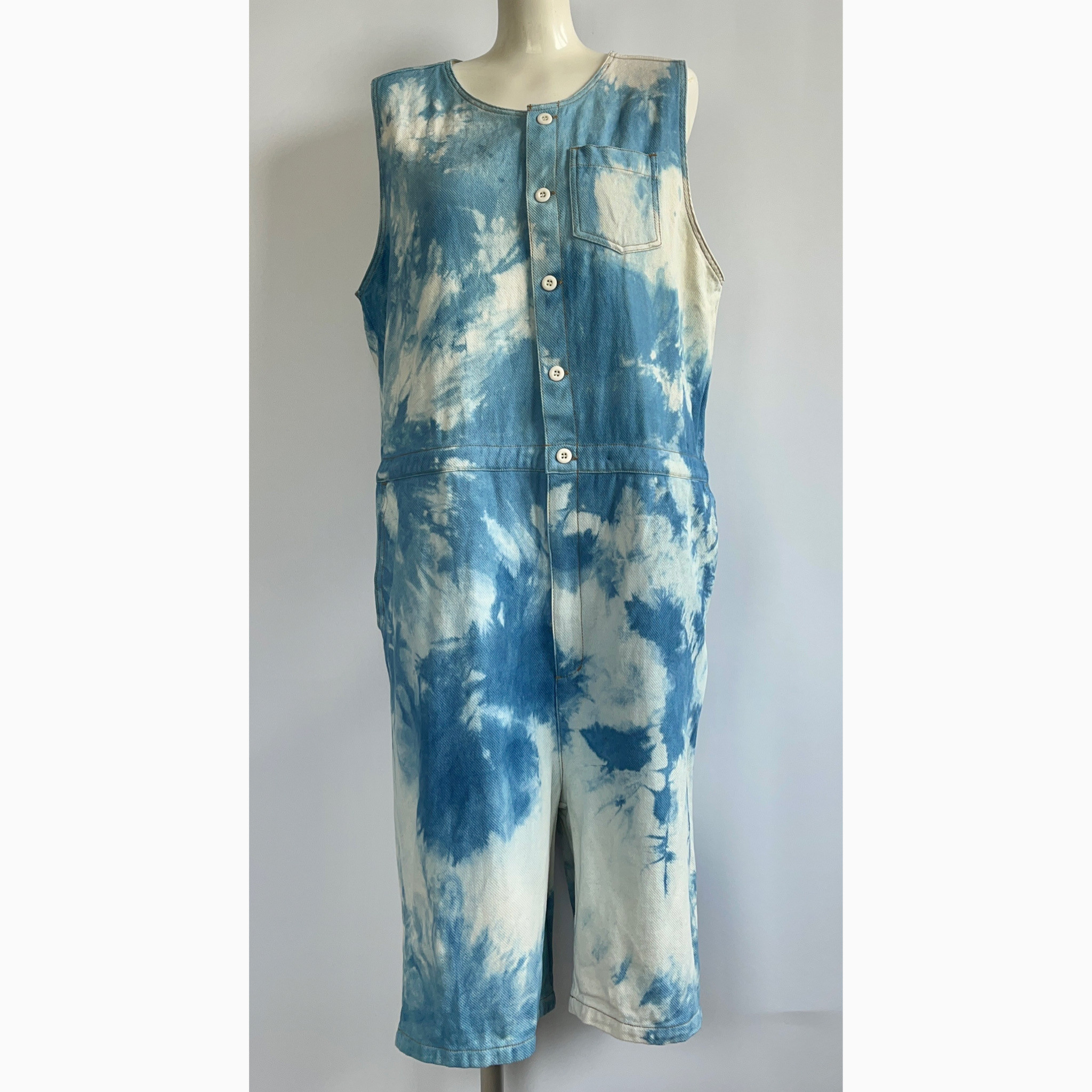 藍染ノースリーブハーフ丈オールインワン