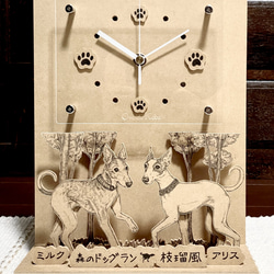 オーダーメイド【木アート画】置き時計（ペット）～手描き＆立体＆木製アート♪似顔絵、贈り物、お祝い、記念に！ 6枚目の画像