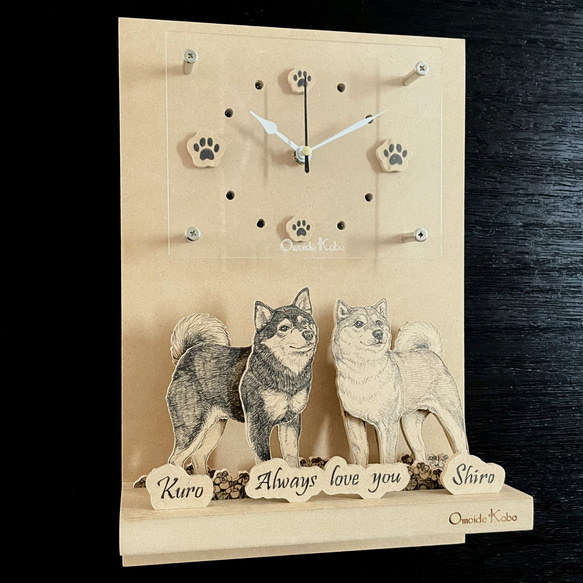 オーダーメイド【木アート】掛け時計～手描き＆立体＆木製アート♪ペット画、似顔絵、贈り物、お祝い、記念に！ 8枚目の画像