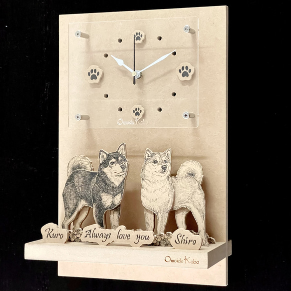 オーダーメイド【木アート】掛け時計～手描き＆立体＆木製アート♪ペット画、似顔絵、贈り物、お祝い、記念に！ 10枚目の画像