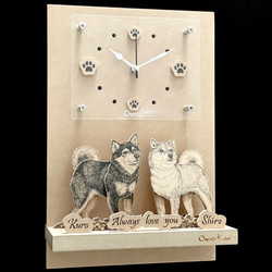 オーダーメイド【木アート】掛け時計～手描き＆立体＆木製アート♪ペット画、似顔絵、贈り物、お祝い、記念に！ 11枚目の画像