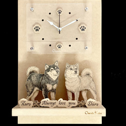 オーダーメイド【木アート】掛け時計～手描き＆立体＆木製アート♪ペット画、似顔絵、贈り物、お祝い、記念に！ 9枚目の画像