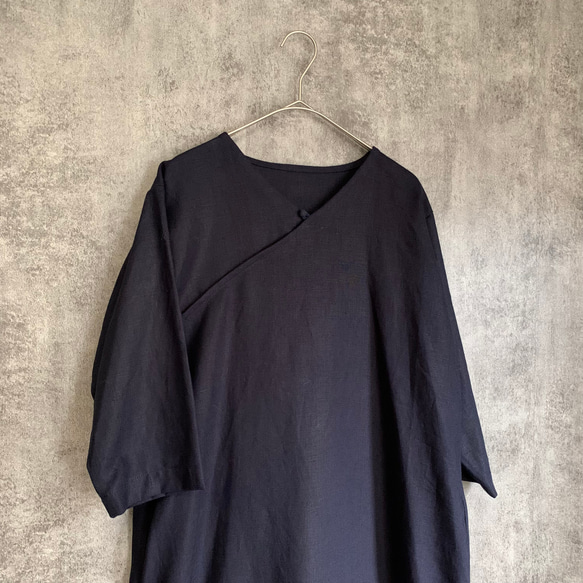 リネンプルオーバー　ダークネイビー　Linen pullover 8枚目の画像