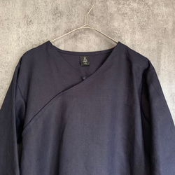 リネンプルオーバー　ダークネイビー　Linen pullover 6枚目の画像