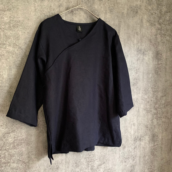 リネンプルオーバー　ダークネイビー　Linen pullover 5枚目の画像