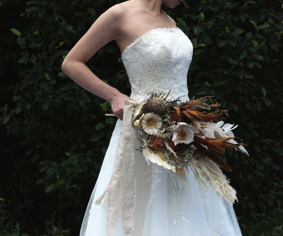 ［wedding］ウェディングブーケ オーダーメイドブーケ ドライフラワーブーケ 造花ブーケ 結婚式 前撮りブーケ 7枚目の画像