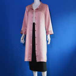 着物リメイク　ロングワンピース＆ロングコート　（絹着物地,,訪問着）長袖 1枚目の画像