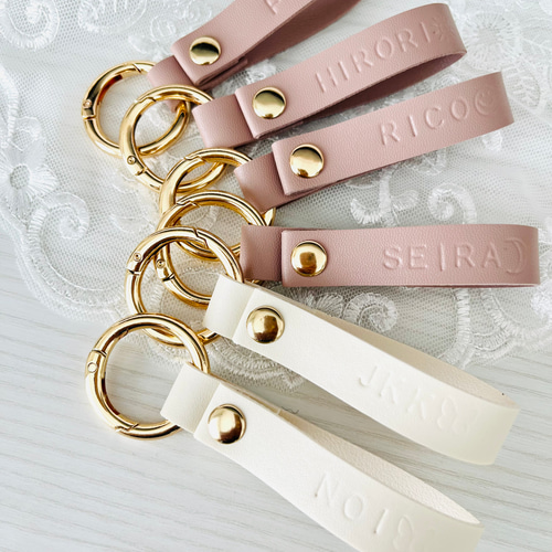 選べる8色♡名入れ♡】シンプルレザーキーリング ネームタグ お名前  