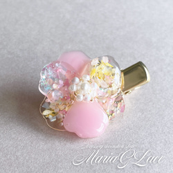 mariaglace★Candy Flower キラキラミニヘアクリップ レジン パール付き かわいい キャンディー 1枚目の画像