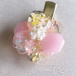 mariaglace★Candy Flower キラキラミニヘアクリップ レジン パール付き かわいい キャンディー 5枚目の画像