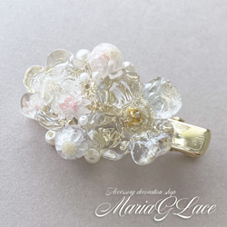 mariaglace★clear flower bouqueミニヘアクリップ レジン パール付き かわいい キャンディー 2枚目の画像