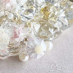 mariaglace★clear flower bouqueミニヘアクリップ レジン パール付き かわいい キャンディー 5枚目の画像