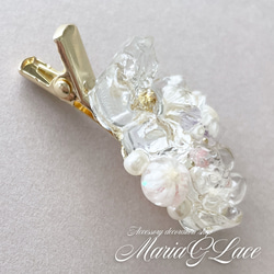 mariaglace★clear flower bouqueミニヘアクリップ レジン パール付き かわいい キャンディー 3枚目の画像