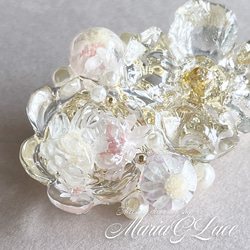 mariaglace★clear flower bouqueミニヘアクリップ レジン パール付き かわいい キャンディー 4枚目の画像