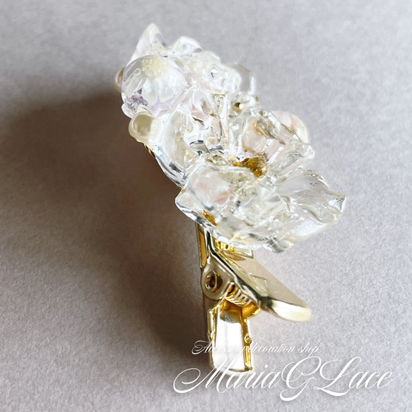 mariaglace★clear flower bouqueミニヘアクリップ レジン パール付き かわいい キャンディー 8枚目の画像