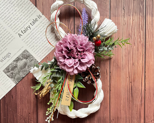 お正月リース♪No.8 No.114 カラー八の字しめ縄リース2024 ハンドメイドお正月飾り 玄関