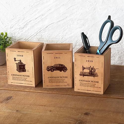 ペン立て 木製 スリム ペンスタンド アンティーク BREA-1834 その他