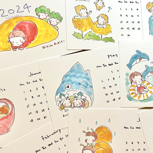 2024年 ゆるーいイラスト卓上カレンダー カレンダー あおみあおか 通販