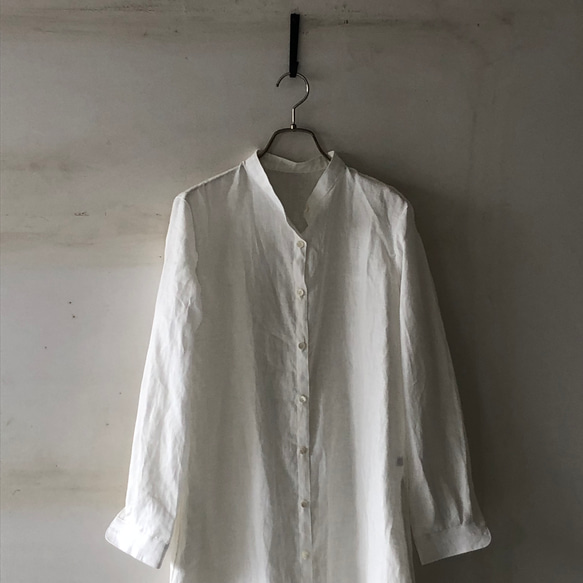 スタンドカラーlong shirt/ロングシャツ　off- white 4枚目の画像