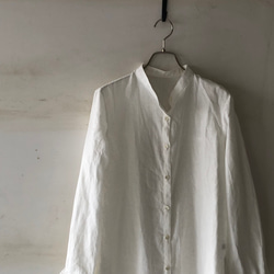 スタンドカラーlong shirt/ロングシャツ　off- white 3枚目の画像