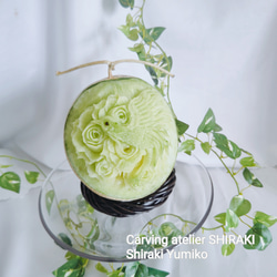 スイカ フルーツカービング 彫刻 プレゼント ギフト 薔薇 誕生日