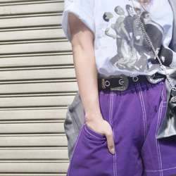 White Stitch A-Line Short Pants (purple) ショートパンツ パープル ストリート 1枚目の画像