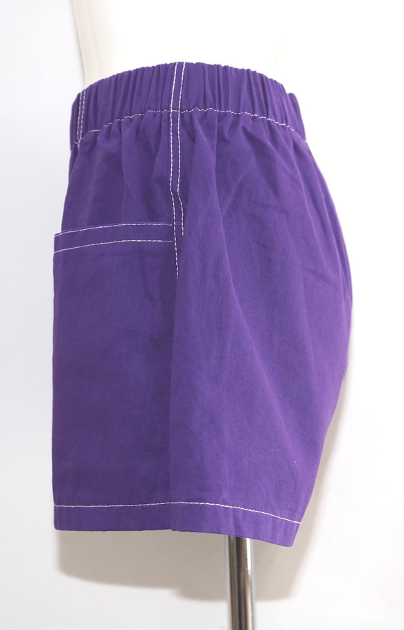 White Stitch A-Line Short Pants (purple) ショートパンツ パープル ストリート 8枚目の画像