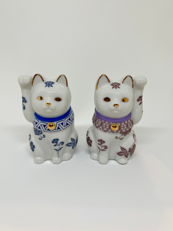 招き猫 白 2点セット 招き猫 白 2点セット