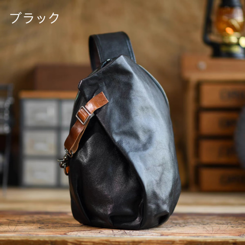 早割5%OFF ボディバッグ チェストバッグ 本革 ヴィンテージ 大容量 斜