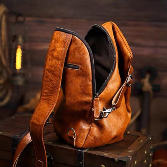 早割5%OFF ボディバッグ チェストバッグ 本革 ヴィンテージ 大容量 斜めがけかばん メンズカジュアル 9枚目の画像