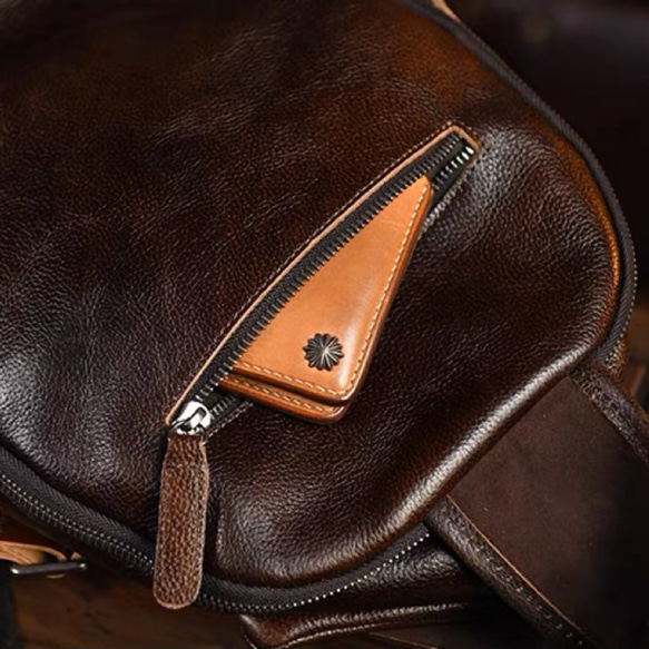 早割5%OFF ボディバッグ チェストバッグ 本革 ヴィンテージ 大容量 斜めがけかばん メンズカジュアル 14枚目の画像